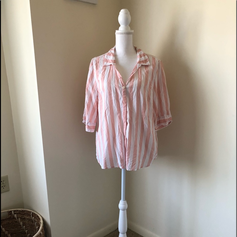 Striped button down top